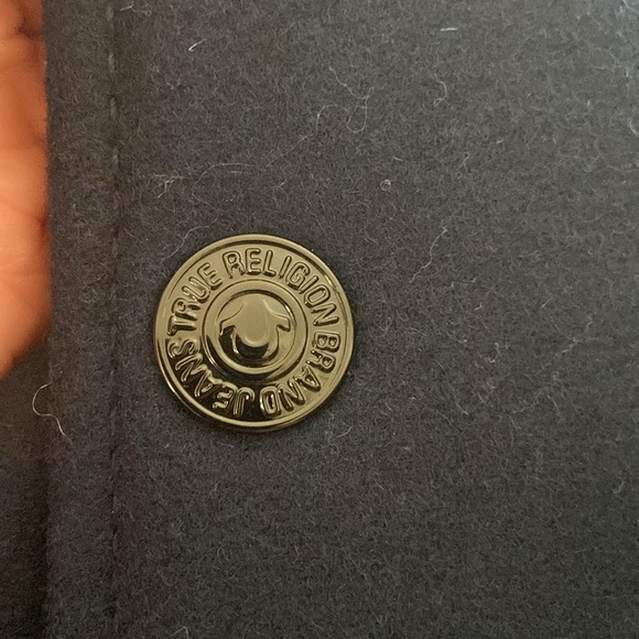 True Religion Richie Varsity Letterman Bomber Jacket Women's M | Black & Blue - Picture 12 of 16